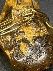 Genuine Natural Amber 11g Freeform Wire Wrapped Pendant Honey Cognac