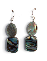 Abalone Paua Shell Earrings 925 Sterling Silver Iridescent 1.75″ Rectangle Oval