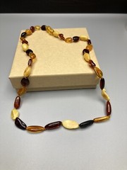 Amber Bead Baltic Sea Graduated Natural FOUR Color Necklace Handmade 44.5cm 8g