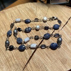 SILPADA .925 Silver Blue Chalcedony, Iolite, Pearl, Sodalite Necklace N1308 READ