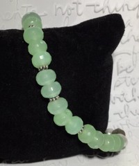 Handmade Aventurine, Pearl, Opal Bead 925 Sterling Silver Bracelet 8” 15.7g