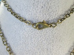 Handmade Fused Glass Pendant w/ 24″ Antiqued Brass Tone Cable Necklace / 2N