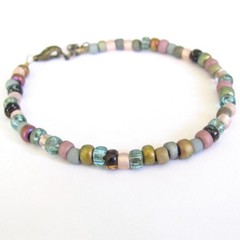Rainbow Bracelet Seed Bead Mixed Light Color Glass Hippie Love Bead Romancecore