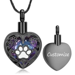 Personalized Heart Paw Print Ashes Urn Necklace for Ashes Pet Memorial Urn Gifts