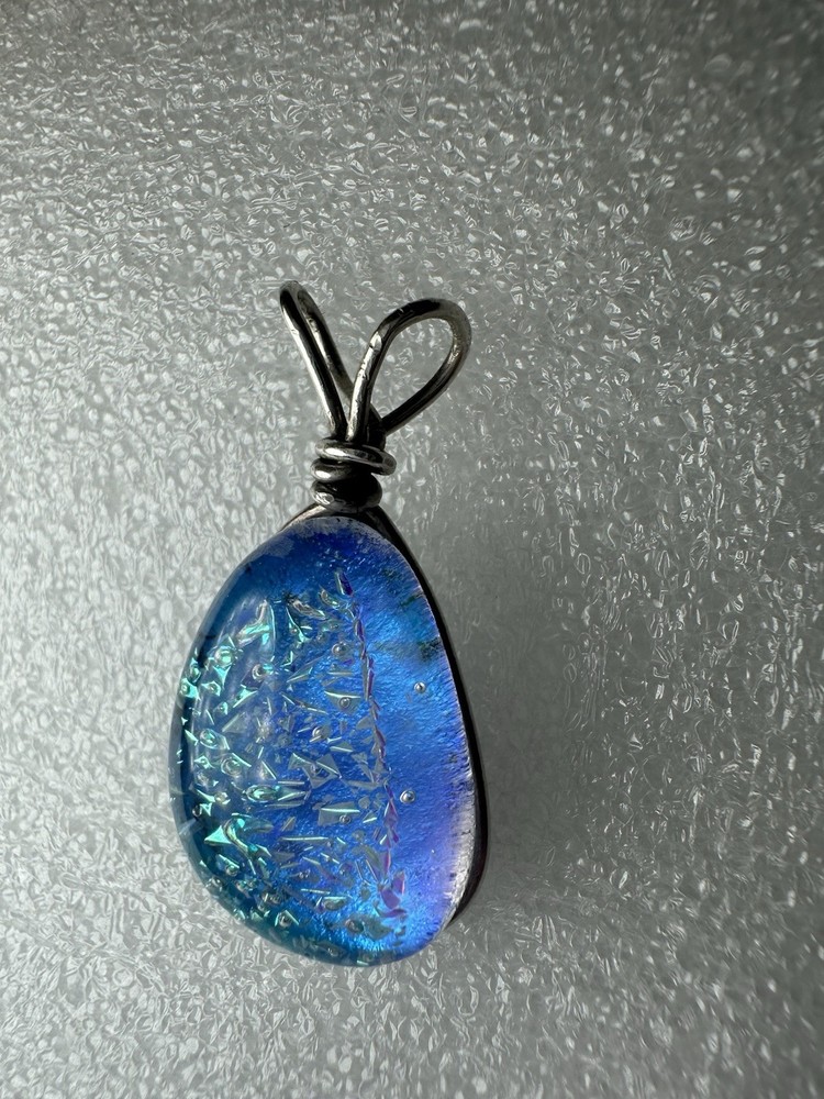 Dichroic Glass Pendant Beautiful Aqua