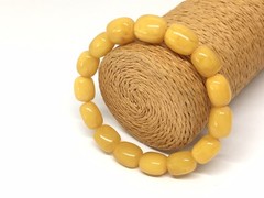 AMBER BRACELET Gift Egg Yolk Barrel Beads Yellow Natural Baltic Amber 12,8g10540