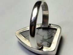ATTRACTIVE NATURAL SNOW FLAKE OBSIDIAN IN STERLING SILVER 925 RING SIZE6.75-7.0