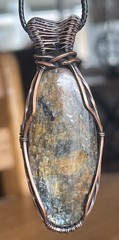 Moss Kyanite ~ Fairly Large Handmade copper wire wrapped pendant 10e