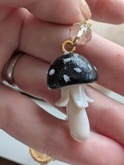 Black Handmade Clay Mushroom Earrings – OOAK Magical Witchy Dopamine Jewelry 🍄✨