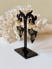 Handmade Miyuki Seed Bead Stud Earrings, Triangle Art Deco Geometric Earrings