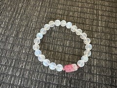 6.5 Mm blue moonstone bracelet with Tourmaline