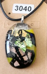 Handmade Glass Fused Pendant Necklace Crystal Butterfly On Cotton Cord #3040