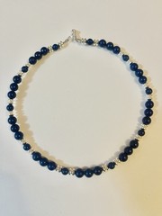 Handmade lapis lazuli And Hematite Beaded Necklace 18”