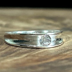 925 Silver and CZ Butterfly Inset Ring SZ 8 Sterling Cubic Zirconia Diamond
