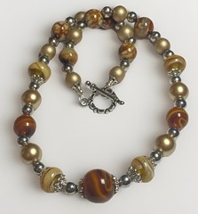 Artisan Handcrafted Art Deco Lampwork Glass Jewelry Amber fromChaos Necklace #4