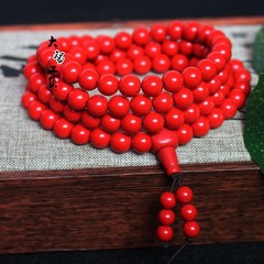 Cinnabar 108-Bead 6/8mm Buddhist Prayer Bead Bracelet Women Necklace