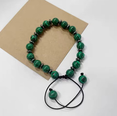 djustable Handmade Malachite Stone Bracelet Natural Healing Crystal Braided Rope