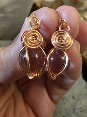 Minimalist PINK Pools Of Lights 1/3 In. ORBS Healing USA Copper Earrings Artisan