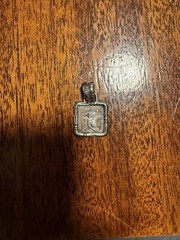 Vintage Sterling Silver 925 4g Square Chinese Asian Character Pendant