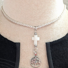 Cross Tree of Life Pendant Necklace Handmade Christian Religious Jewelry Gift