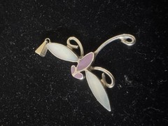 Enamel Silver Inlay Gemstone Silver Pendant Reversible Lavender