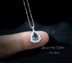 Mini Mystic topaz Necklace – Tiny Rainbow Topaz Pendant – 18kgp @ Sterling
