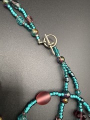 Lampwork Glass Tassel Pendant Necklace Multicolor 26” Necklace 4.5” Pendant