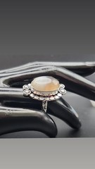 Beautiful Agate Ring In Sterling Silver Jewelry Size 6.5 Handmade