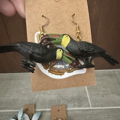 Lot Of 4 Handmade Statement Earrings Birds Butterflies NWT Gifts Unique Fun