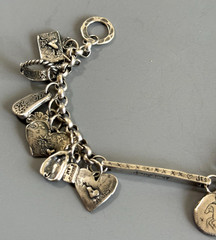 JES MAHARRY Sundance Catalog Sterling Silver LOADED 18 CHARM Bracelet Hearts 41g