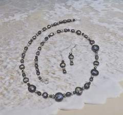 Handmade Jewelry Set: Freshwater Pearl Necklace & Earrings