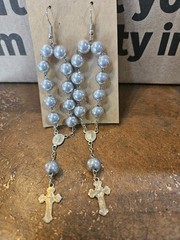 Vintage Prayer Bead Earrings Upcycled Handmade One of A Kind Jewelry Oddities