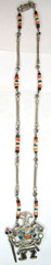 Peru 950 Sterling Silver Multi Stone Inlay Warrior King Pendant Heishi Necklace
