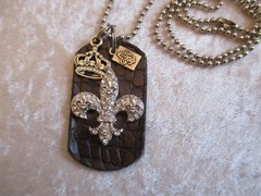 Kate Mesta Dog Tag Fleur-de-Lis Chain Necklace