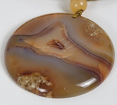 Artisan Agate Slice Pendant Stone Bead Cord Slider Necklace 26 In Bohemian