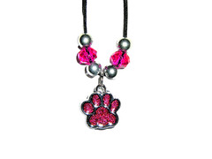 PAW PRINT PENDANT (HOT-PINK) NECKLACE (15 7/8″): HAND-MADE JEWELRY BY T.L.C.