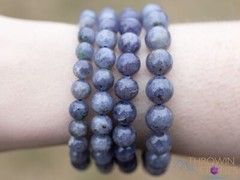 IOLITE Crystal Bracelet – Round Beads – Beaded Handmade Healing Jewelry, E1621