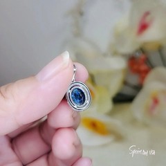 Halo Blue Sapphire Necklace – Oval 2 CT Royal Blue Gemstone Pendant – Gemstone