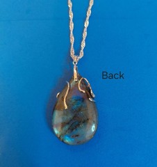 Handmade Labradorite Water Drop Moonlight Stone Pendant Necklace
