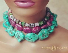 Gem Mix Citrine Quartz Sunstone Jade Agate Jasper Amethyst Statement Necklace
