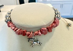 Rustic Orange Irr. Coral Beads With Silver Toned Pony Charm Handmade Bracelet