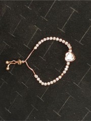 Rose Gold Heart Tennis Bracelet with Crystals