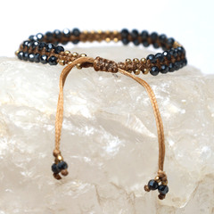 3.5MM Hematite Beaded Micro Macrame Bracelet ~ Handmade Crystal Healing Jewelery
