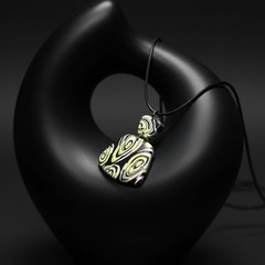 Yellow Black & White Handmade 2 Pc Polymer Clay Large Pendant Necklace SS Clasp
