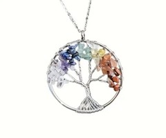 Silver Tree of Life Wire Wrapped raw Colorful Beads Pendant For Necklace Family