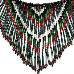 Seed bead bib choker necklace multicolor boho ethnic southwest handmade A
