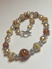 Artisan Handcrafted Art Deco Lampwork Glass Jewelry Amber fromChaos Necklace #4