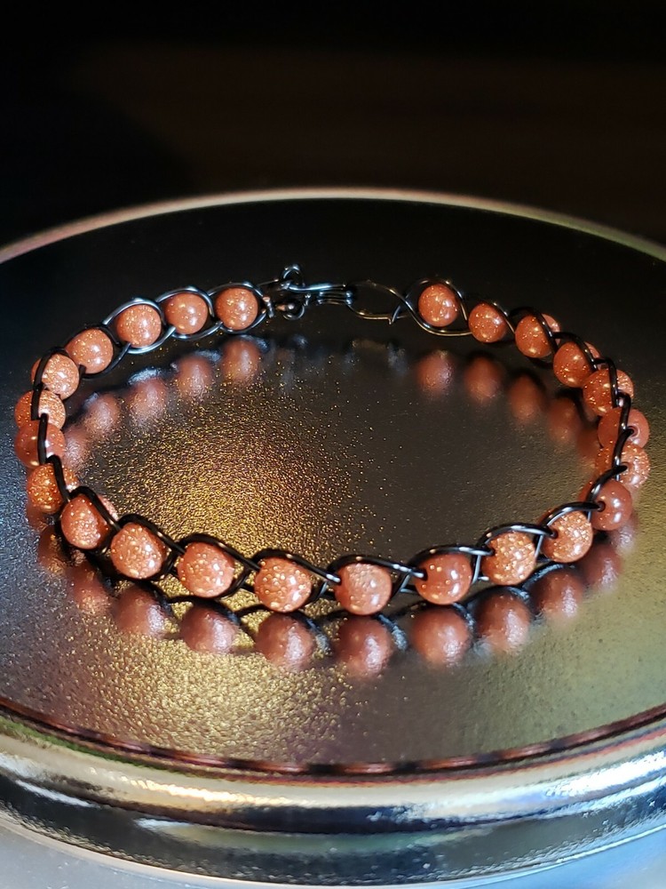 Sandstone and Black Copper Bracelet EMFs Protection