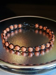Sandstone and Black Copper Bracelet EMFs Protection