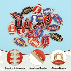 20 Pcs Football Charm for Jewelry Pendant for Sports, Orange Tone White